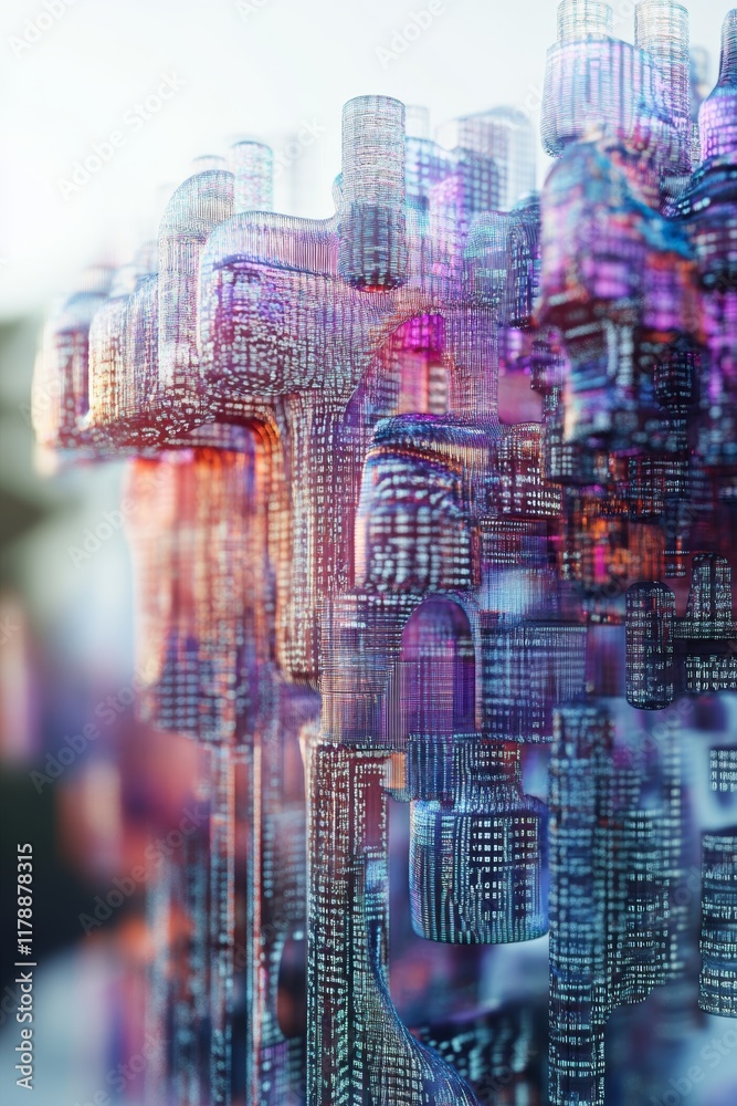 Poster abstract big data visualization in conceptual artwork with colorful patterns and modern design eleme