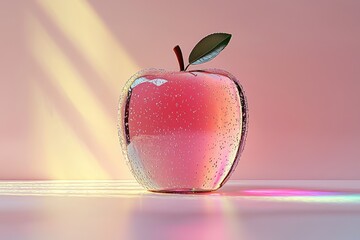 Shiny red crystal apples blueberries cherries strawberry with water drops on white background