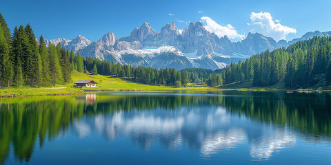 Breathtaking mountain reflection at tranquil lake dolomites nature photography serene landscape panoramic view peaceful escape