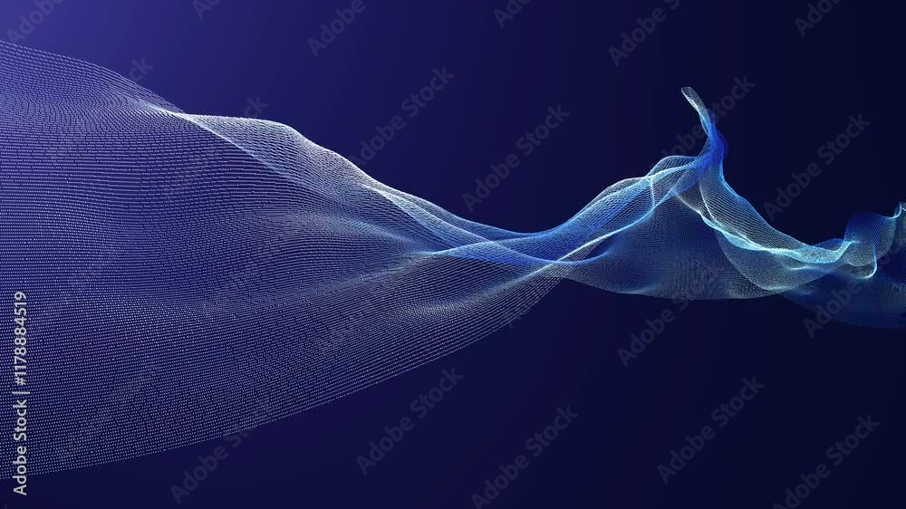 Poster big data technology background. cyber big data flow particles. transferring of big data. artificial 
