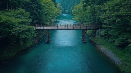 Fototapeta premium Bridge and water stream at Japan