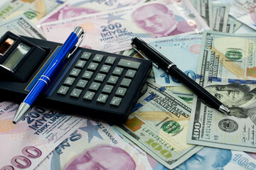 US Dollar and Turkish Lira side by side