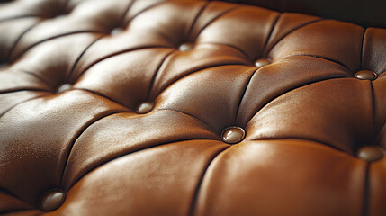 Obraz premium Detailed shot of brown leather with button tufting