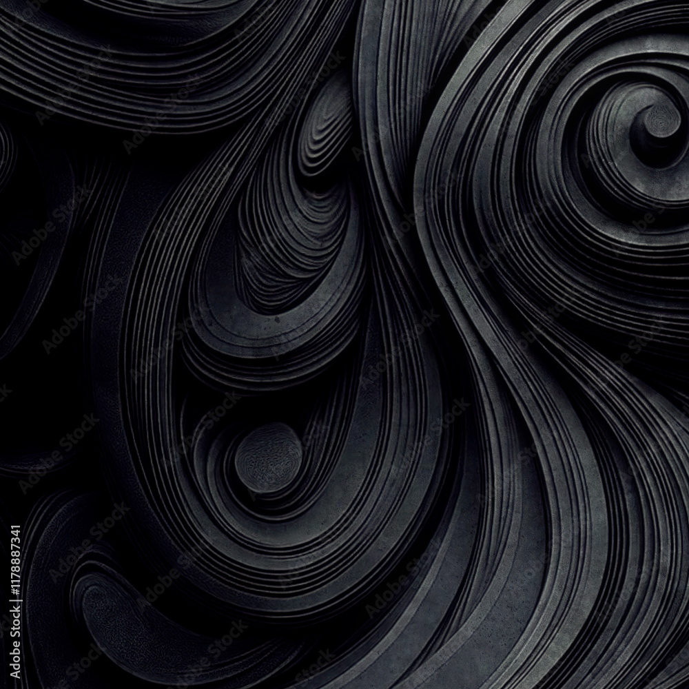 Fototapete An abstract style illustration with concentric lines and soft gray curves that add volume and depth