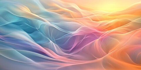 Obraz premium A vibrant abstract image depicting colorful waves of light and texture, creating a dreamlike landscape at sunrise.