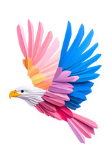 Obraz premium Abstract 3D eagle paper cut shape, isolated on a white background
