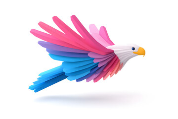Obraz premium Abstract 3D eagle paper cut shape, isolated on a white background