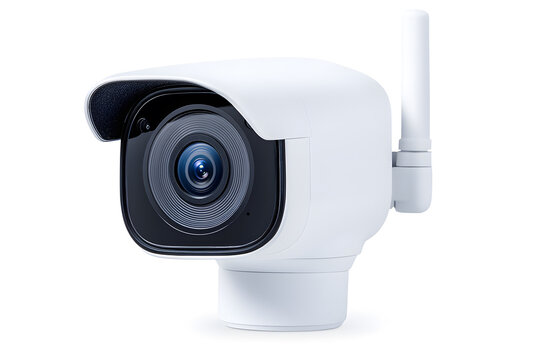 recommend clip art: White security camera cut out, isolated on white background