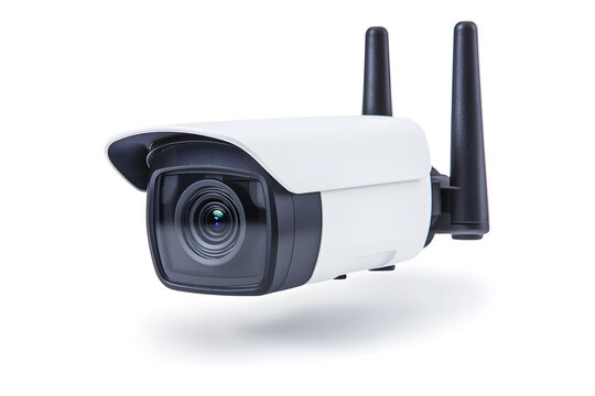 recommend clip art: White security camera cut out, isolated on white background