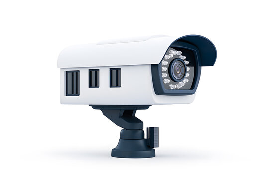 recommend clip art: White security camera cut out, isolated on white background