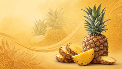 pineapple juice and fruits fruit design ,banner, wallpaper.