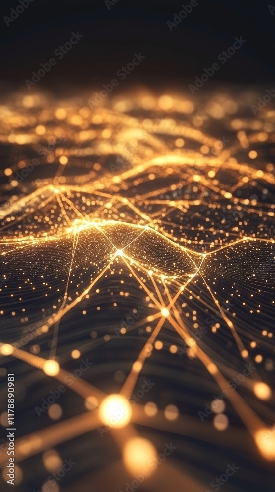 Poster futuristic big data network illustration with realistic light patterns and dynamic flow of informati