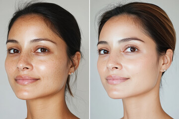 woman before and after face