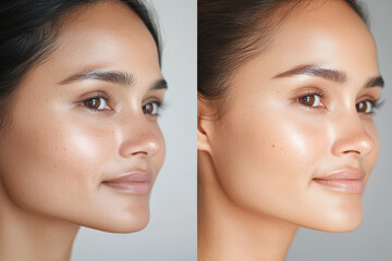 woman before and after face