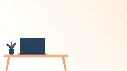 A clean and organized remote work environment in a home office, featuring a neat desk with a laptop, coffee cup, and modern decor, creating an atmosphere of productivity and focus.
