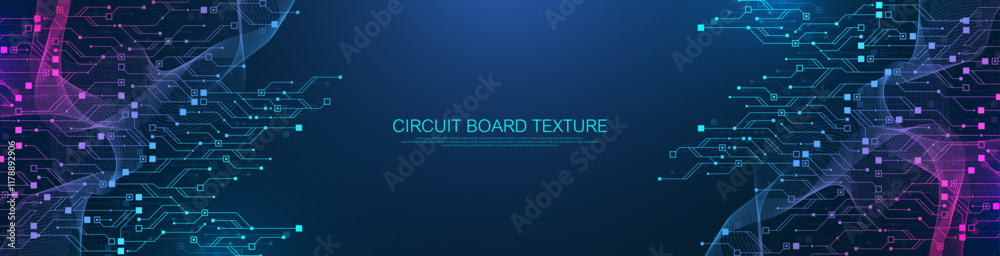 Aufkleber Artificial Intelligence with circuit electric line style. Digital futuristic machine learning design. AI graphic design for website, banner, header, social media, mobile app, UI. Vector illustration
