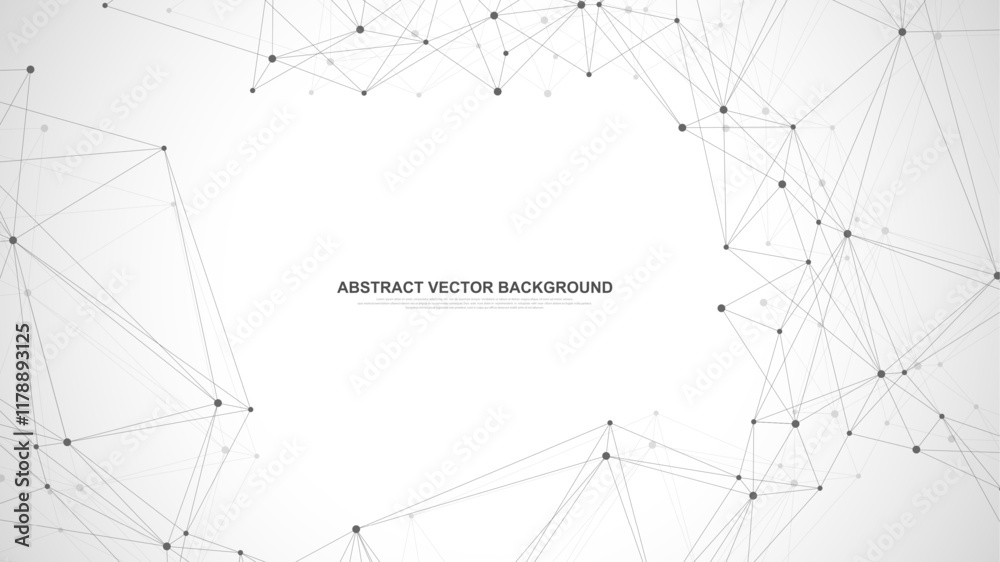 Leinwandbilder Global network connection concept. Big data visualization. Social network communication in the global computer networks. Internet technology. Business. Science. Vector illustration