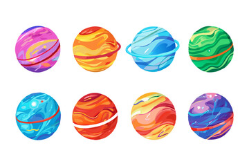 Set of Colorful Alien Planets