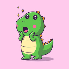 Cute Baby Dino Surprised Cartoon Vector Icon Illustration. 
Animal Nature Icon Concept Isolated Premium Vector. Flat 
Cartoon Style