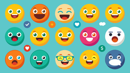 Obraz premium Playful emoticons collection with expressive and humorous facial reactions. 