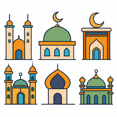 set of landmarks and mosque