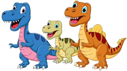 Naklejka premium Discover the Mesmerizing World of Dinosaurs in Cartoon Form