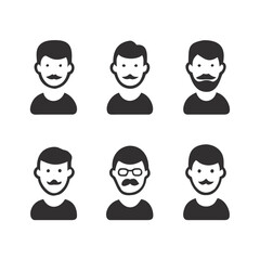 set of funny cartoon people black