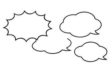 Empty speech clouds in vector style for customizable messaging and dialogue.
