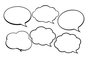 Vector collection of blank speech clouds and bubbles for conversation designs.
