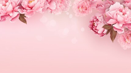 Fototapeta premium Beautiful Pink Blooming Peonies on Soft Pink Background Perfect for Floral Banners and Elegant Designs in Minimalistic Aesthetic
