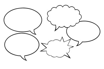 Vector set of blank speech bubbles and clouds for graphic design elements.
