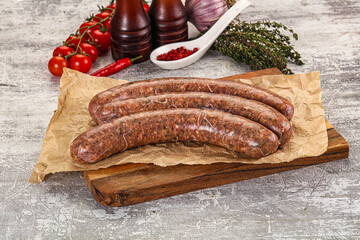 Raw beef and lamb sausages