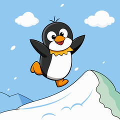 penguin on snow