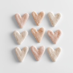 Obraz premium Valentine's Heart-Shaped Treats Festive Atmosphere Food Photography Cozy Setting Top View Sweet Celebration