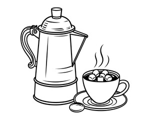 Old-fashioned hot chocolate maker vector illustration