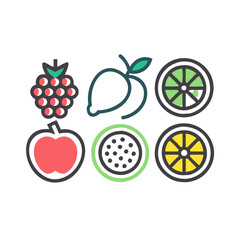 Vector set of fresh and colorful fruits with detailed illustrations.  

