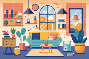 illustration of room with furniture