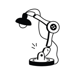 A simple, black and white illustration of an upcycled hanger lamp