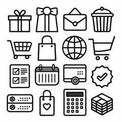 shopping icons set