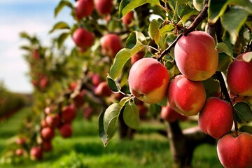 63 fruit from an orchard ripe apples falling from trees in an or