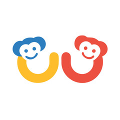 happy smiley face with heart monkey vector