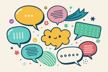 Fun and bold comic speech bubble illustrations with colorful vector details.  
