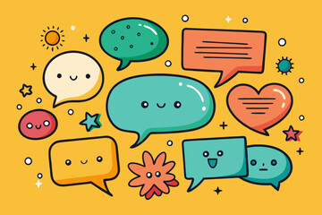 Playful comic speech bubbles in vibrant and energetic vector illustrations.  
