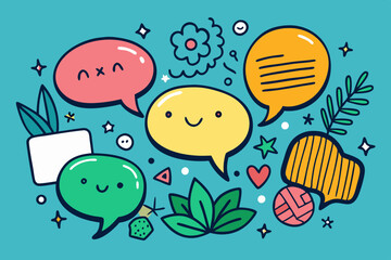 Creative and vibrant set of comic speech bubbles in vector format.  
