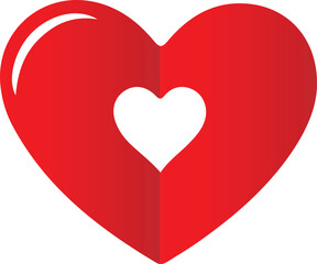 This simple yet impactful graphic shows a large red heart with a smaller white heart cut-out within it.