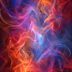 Fototapeta premium An abstract swirl of colorful smoke blending red and blue tones on a dark background, conveying a sense of motion and energy.