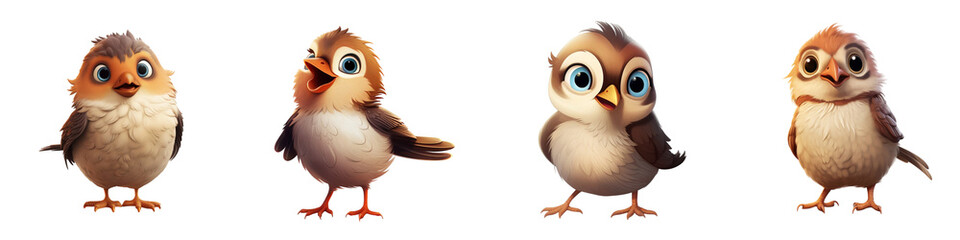 Cute bird isolated on transparent background