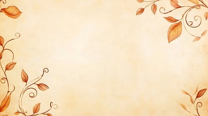 Autumnal Leaves Frame on Beige Background