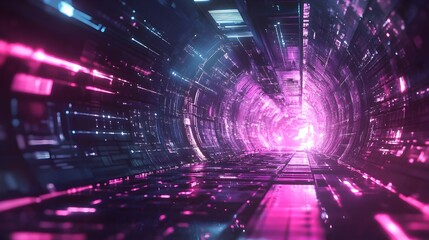 Obraz premium Abstract technology background featuring quantum computing concepts, showcasing digital elements, data processing, and cutting-edge innovation in modern technology