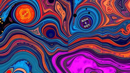 Fototapeta premium Abstract swirling vibrant colors in a psychedelic pattern, ideal for modern art and design projects, featuring bold hues and organic shapes.